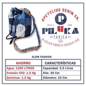 Bolso de mano, tote bag upcycling denim Piluka modelo BM0001 exclusivo hecho a mano en Tarifa, Cádiz. Producto 100% artesano.